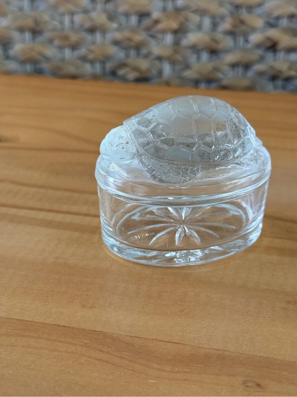 Turtle On Nest, Clear Glass, France, Small Oval Trinket Dish, Cottagecore